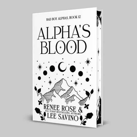 Book cover of 'Alpha's Blood' by Renee Rose and Lee Savino on a gray background