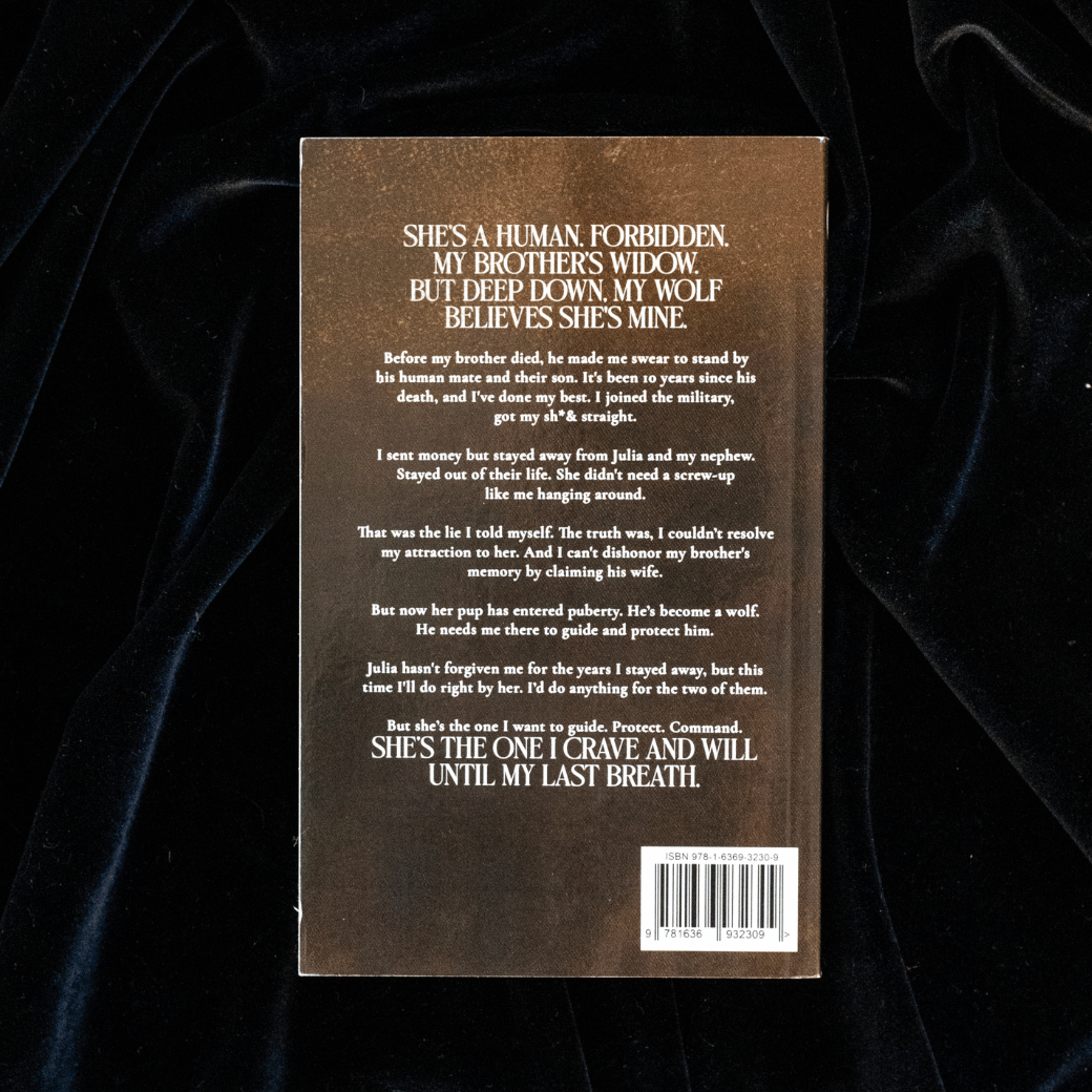 back cover of Alpha's Command on black velvet