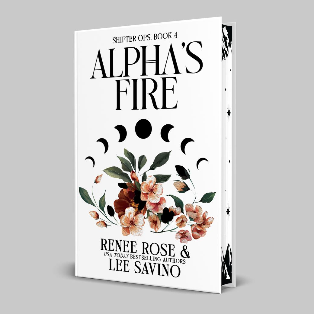 Book cover of 'Alpha's Fire' by Renee Rose and Lee Savino on a gray background