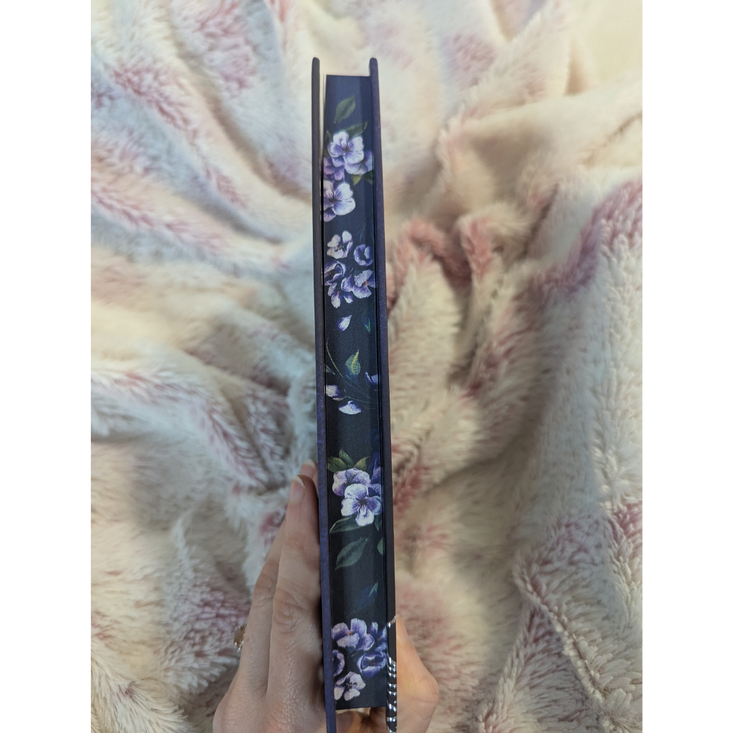 side edge of book with flowers