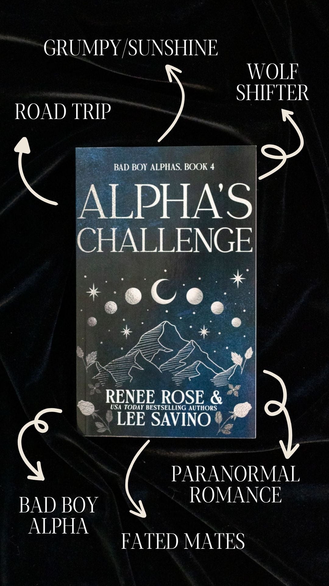 Cover image of Alpha's Challenge on black velvet with tropes