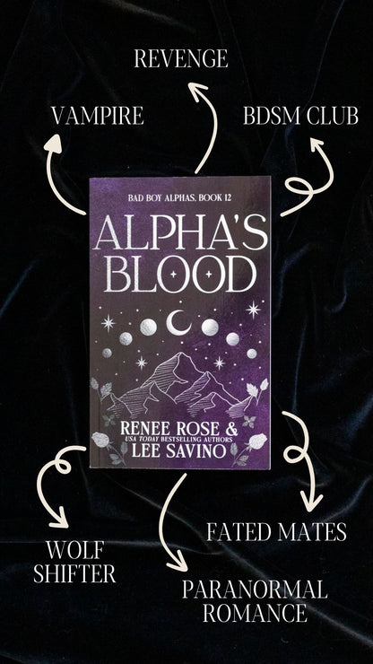 cover image of alpha's blood on black velvet with trope