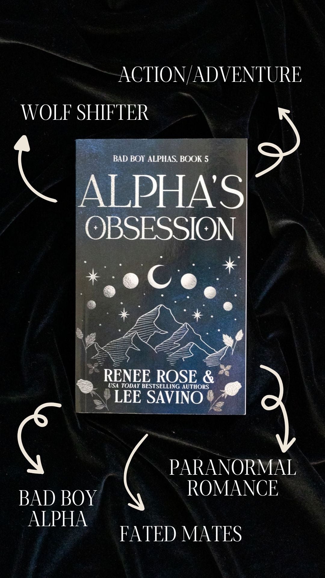 Cover image of Alpha's Obsession on black velvet with trope